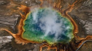 Source chaude du Grand Prismatic, parc national de Yellowstone, Wyoming, Etats-Unis (44°27'N - 110°51' O).