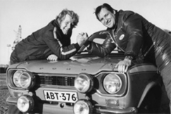 Kuva: Ralliautoilijat Hannu Mikkola ja Timo Mkinen. (1973) Ford.