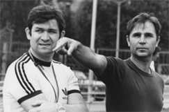 Kuva: Neuvostoliiton legendaarinen valmentajakaksikko Vladimir Jurzinov ja Vladimir Tihonov. (1977)