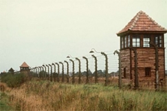 Kuva: Auschwitzin keskitysleirin vartiotornit. (1991) Pressfoto.