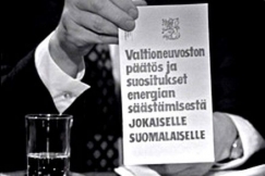 Kuva: Hallituksen ohjekirja energian sstmisest. (1973) YLE kuvanauha.