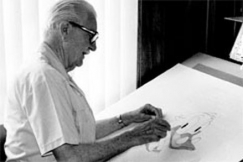 Kuva: Aku Ankka -sarjojen johtava piirtäjä Carl Banks (1901–2000). AP Graphics Bank.
