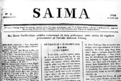 Kuva: Johan Vilhelm Snellmanin 
toimittaman Saima-lehden 
ensimmäisen numero
4.1.1844