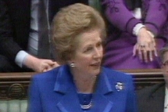 Kuva: Thatcher alahuoneessa viimeist kertaa pministerin. YLE kuvanauha.