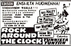 Kuva: Tunnista tuntiin -elokuvan mainos Helsingin Sanomissa 27.9.1956.