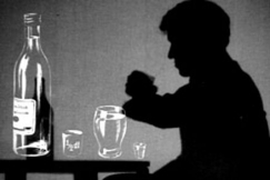 Kuva: Viinankulutusta esittv stillkuva elokuvasta Suomen viinapulma gallup-tutkimuksen valossa. (1948) YLE kuvanauha.