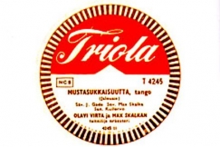 Kuva: Olavi Virran Mustasukkaisuutta-levyn etiketti. (1956) 