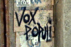Kuva: Vox Populin ovi. (1987) YLE kuvanauha.