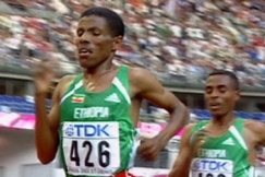 Kuva: Etiopian Haile Gebrselassie ja Kenenisa Bekele. (2003) YLE kuvanauha.