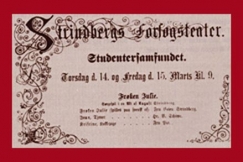 Kuva: Ilmoitus Neiti Julien ensiesityksestä Kööpenhaminassa. (1889)