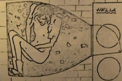 Kuva: Piirros, jossa nainen on muurattuna uunin sisn. YLE kuvanauha. 