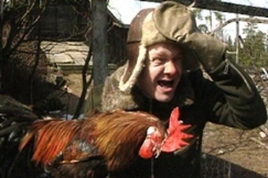 Kuva: Martt Mielik�inen (Heikki Silvennoinen)kukko syliss�. YLE kuvanauha.