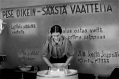 Kuva: Marttaliiton koulutustilaisuus pyykinpesusta (1941). Aho & Soldan / YLE.