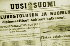 Kuva: Uuden Suomen etusivu talvisodan alkamispäivänä (1939). YLE kuvanauha.