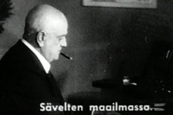 Kuva: Jean Sibelius soittaa flyygeli kotonaan (1927). Aho & Soldan.