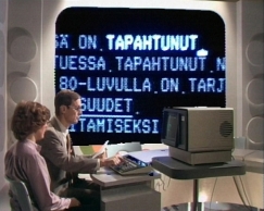 Kuva: Auvo Sarmanto esittelee tekstinksittely tietokoneella (1984) Yle kuvanauha