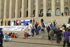 Bild: Demonstration utanfr Riksdagshuset, Yle bildband 