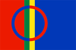 Kuva: Saamelaisten lippu. Kuva: Astrid Bhl (1986).