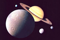 Kuva: Planeetta Saturnus ja Saturnuksen kuita (1981). Robesus Inc.