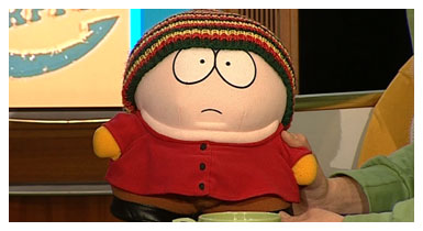 Tommy Lindgrenin Cartman-nukke (copyright YLE/videokuvaa)
