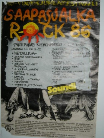 Metallica esiintyi Pihtiputaan Saapasjalkarockissa 5. heinäkuuta 1986.