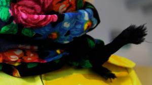 Venäläinen kukkahuivi lämmittää kaulassa ja - sohvalla! Kuva: Siiri Huttunen