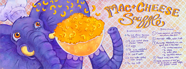 Mac + Cheese Souffle by Sara Wasserboehr, They Draw and Cook