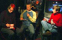 JP Heimolinna (Epe's), Antti Isokangas (Pop-visaisäntä, mm. Radiomafia) ja Markus Liimatainen (YLEn Aamu-TV)