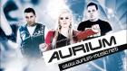 Aurium-yhtyeen promokuva, jossa sähköisen taustan päälle editoitu kaksi miestä ja keskellä nainen, joka pitää käsissään kettinkiä.