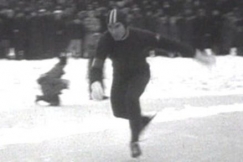 Kuva: Pikaluistelija Odd Lundberg MM-kisoissa. (1948) YLE kuvanauha.