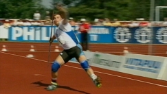 Kuva: Aki Parviainen heitt�� Suomen enn�tyksen. YLE Kuvanauha