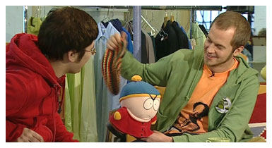 Tommy Lindgrenin Cartman-nukke (copyright YLE/videokuvaa)