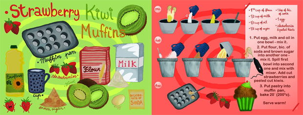 Strawberry Kiwi Muffins by Mary Szomju, They Draw and Cook